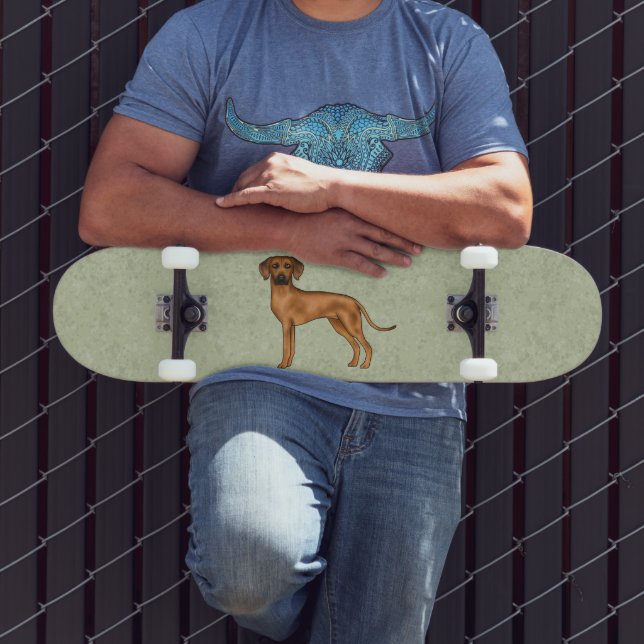 Rhodesian Ridgeback Brown Cartoon Lion Dog Green Skateboard (Outdoor 3)