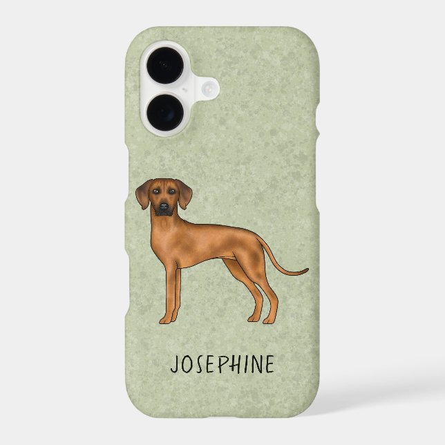Rhodesian Ridgeback Brown Lion Dog With Name Green Case-Mate iPhone Case (Back)