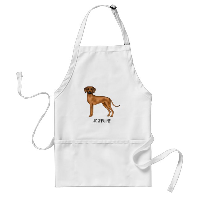 Rhodesian Ridgeback Cartoon Dog With Custom Name Adult Apron (Front)