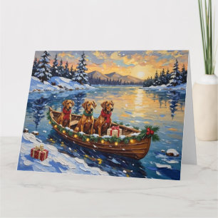Rhodesian Ridgeback Christmas Boat Holiday Card