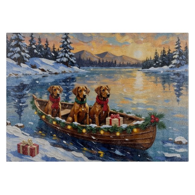 Rhodesian Ridgeback Christmas Boat Holiday Cutting Board (Front)