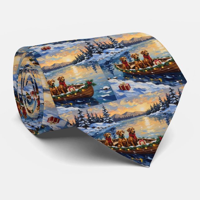 Rhodesian Ridgeback Christmas Boat Holiday Neck Tie (Rolled)