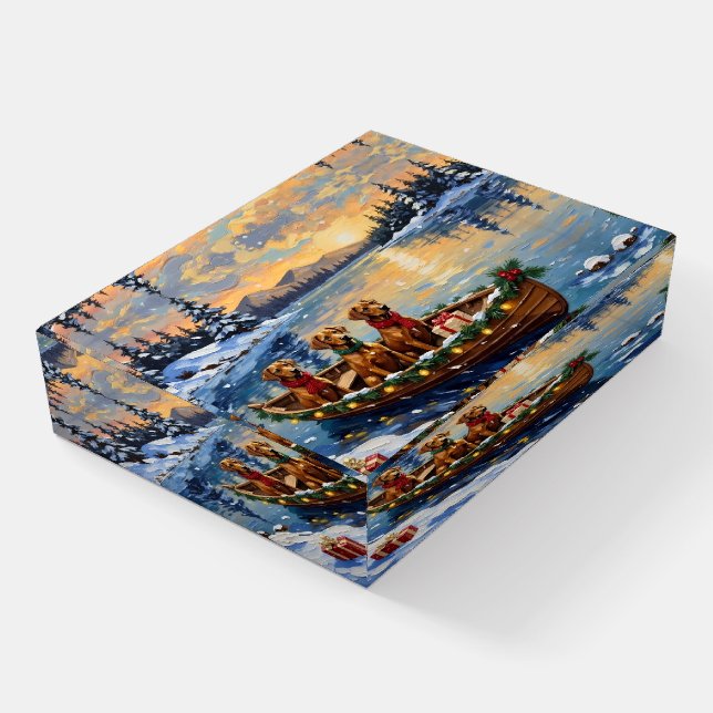Rhodesian Ridgeback Christmas Boat Holiday Paperweight (Angled)