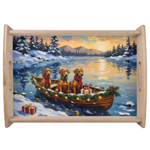 Rhodesian Ridgeback Christmas Boat Holiday Serving Tray