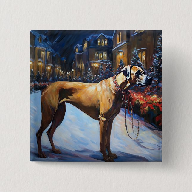 Rhodesian Ridgeback Christmas Festive Season Button (Front)