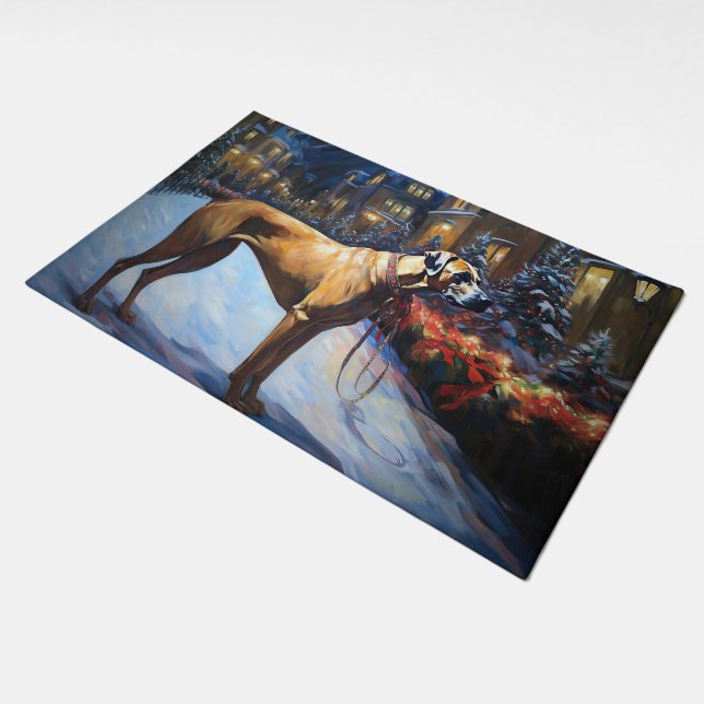 Rhodesian Ridgeback Christmas Festive Season Doormat (Angled)