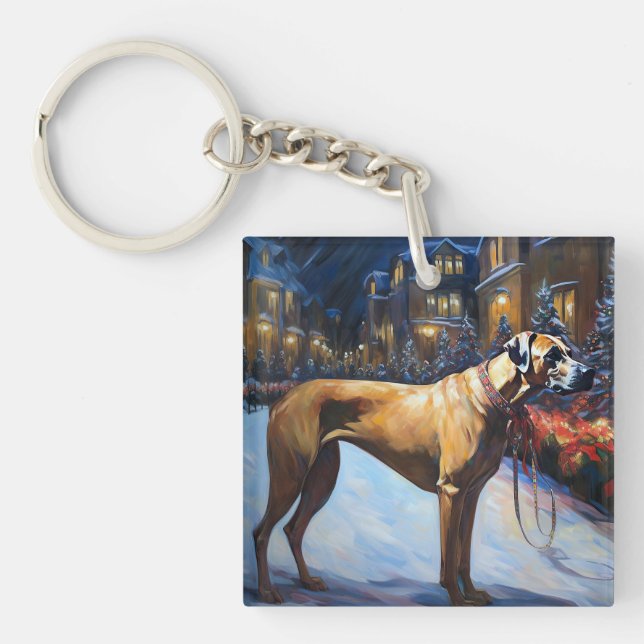 Rhodesian Ridgeback Christmas Festive Season Keychain (Front)