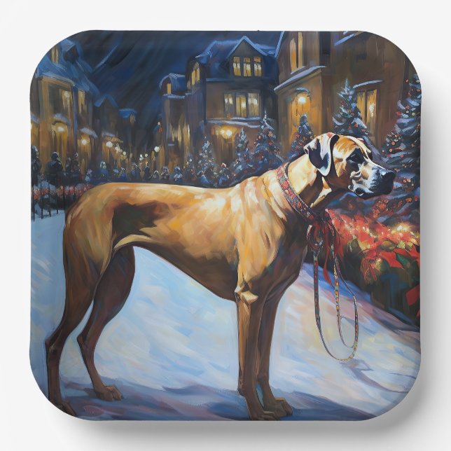 Rhodesian Ridgeback Christmas Festive Season Paper Plates (Front)