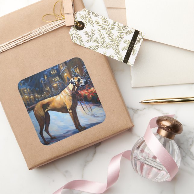 Rhodesian Ridgeback Christmas Festive Season Square Sticker (Gifting)