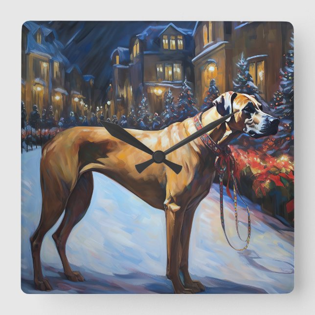 Rhodesian Ridgeback Christmas Festive Season Square Wall Clock (Front)