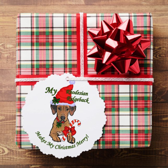Rhodesian Ridgeback Christmas Gifts Ornament Card (Insitu (Gift))