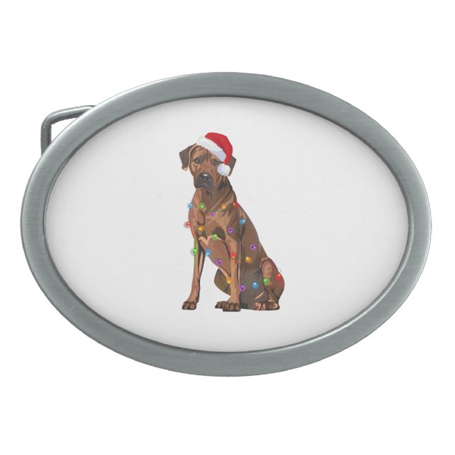 Rhodesian Ridgeback Christmas Lights Xmas Dog Love Belt Buckle (Front)