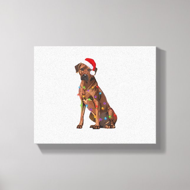 Rhodesian Ridgeback Christmas Lights Xmas Dog Love Canvas Print (Front)