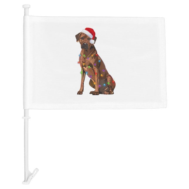 Rhodesian Ridgeback Christmas Lights Xmas Dog Love Car Flag (Front)