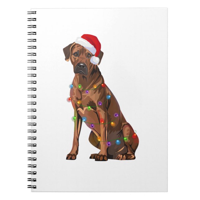 Rhodesian Ridgeback Christmas Lights Xmas Dog Love Notebook (Front)