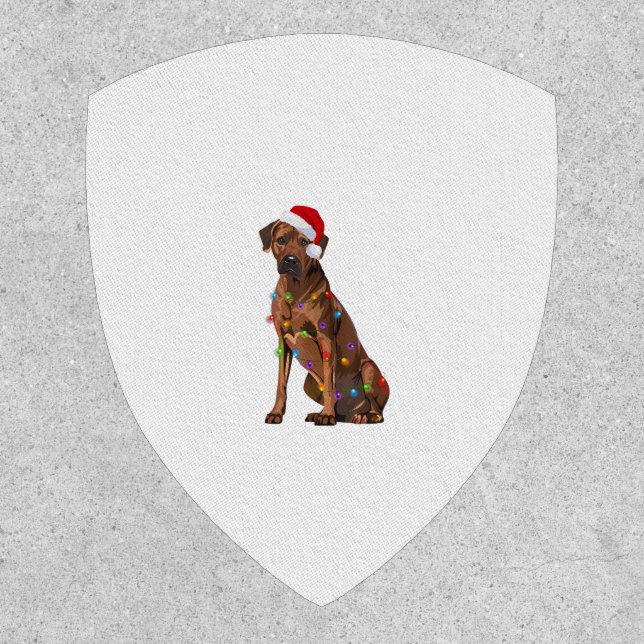 Rhodesian Ridgeback Christmas Lights Xmas Dog Love Patch (Front)
