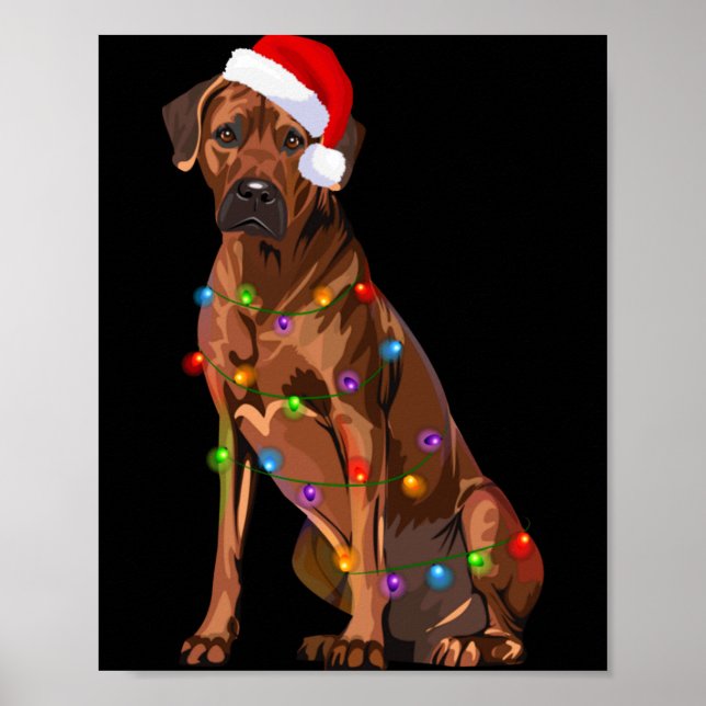 Rhodesian Ridgeback Christmas Lights Xmas Dog Love Poster (Front)