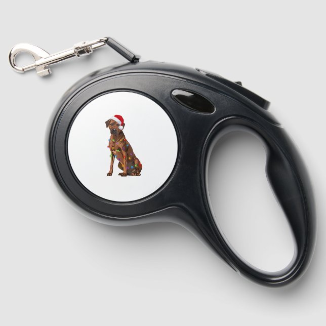 Rhodesian Ridgeback Christmas Lights Xmas Dog Love Retractable Pet Leash (Front)