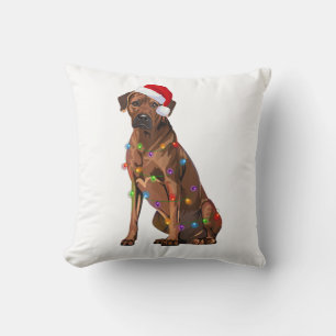Rhodesian Ridgeback Christmas Lights Xmas Dog Love Throw Pillow