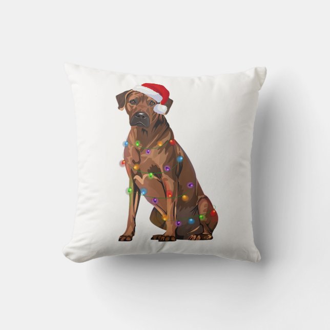 Rhodesian Ridgeback Christmas Lights Xmas Dog Love Throw Pillow (Front)