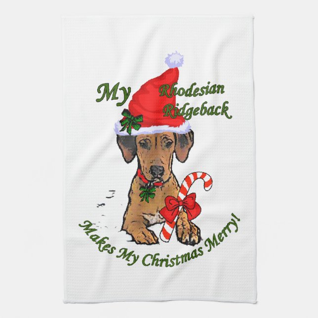 Rhodesian Ridgeback Christmas Towel (Vertical)