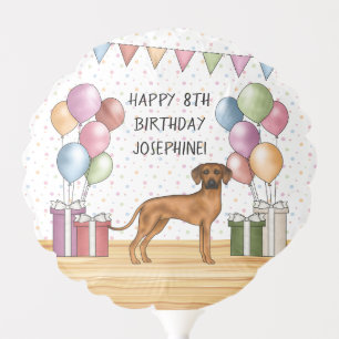 Rhodesian Ridgeback Colorful Pastel Happy Birthday Balloon