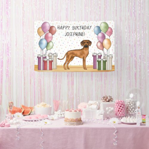 Rhodesian Ridgeback Colorful Pastel Happy Birthday Banner