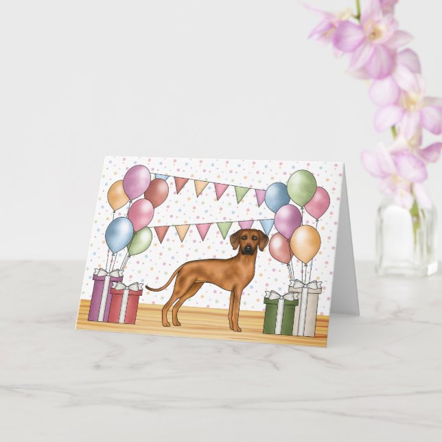 Rhodesian Ridgeback Colorful Pastel Happy Birthday Card (Orchid)