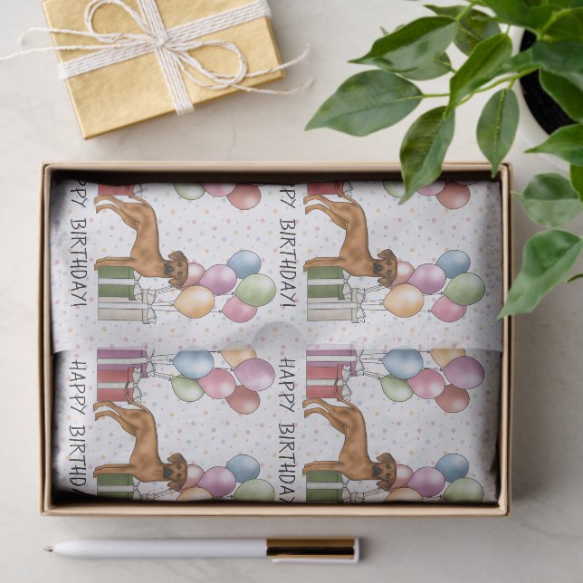 Rhodesian Ridgeback Colorful Pastel Happy Birthday Tissue Paper (Gift)