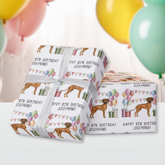 Rhodesian Ridgeback Colorful Pastel Happy Birthday Wrapping Paper