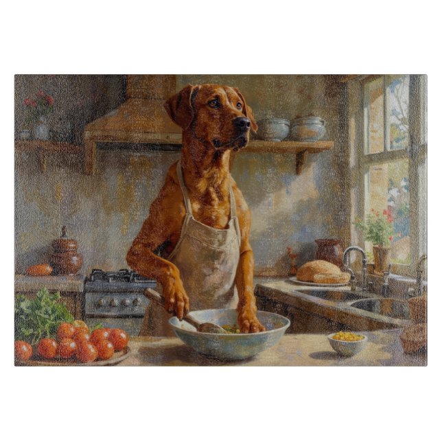 Rhodesian Ridgeback Cooking in Kitchen Cutting Board (Front)