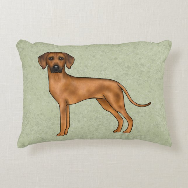 Rhodesian Ridgeback Cute African Lion Dog Green Accent Pillow (Front)