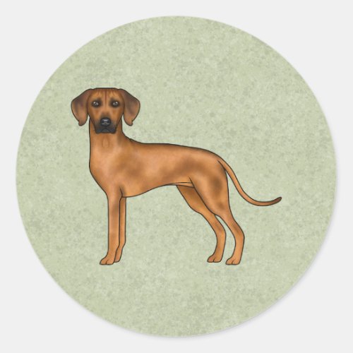 Rhodesian Ridgeback Cute African Lion Dog Green Classic Round Sticker