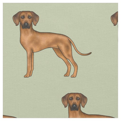 Rhodesian Ridgeback Cute African Lion Dog Green Fabric