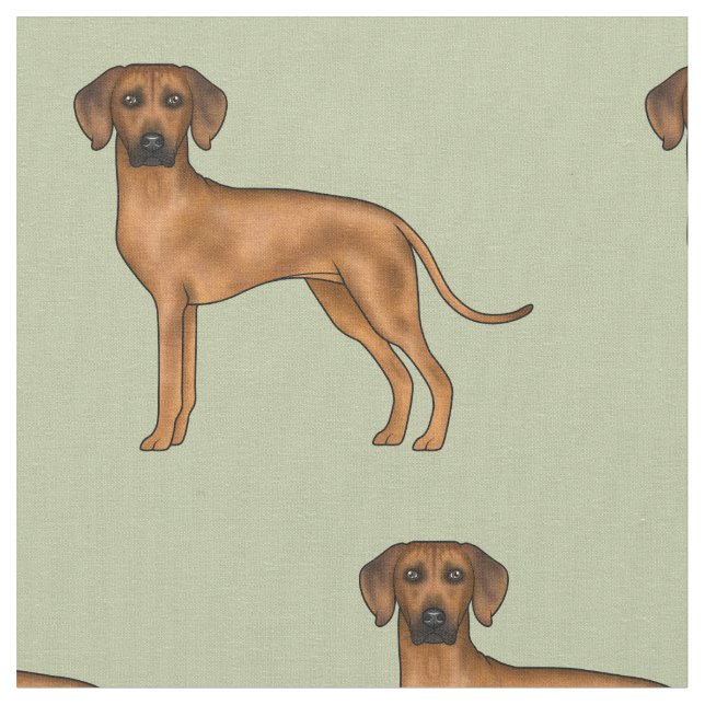 Rhodesian Ridgeback Cute African Lion Dog Green Fabric (Close Up)