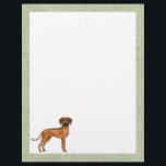 Rhodesian Ridgeback Cute African Lion Dog Green Letterhead<br><div class="desc">Destei's original cartoon illustration of a cute Rhodesian Ridgeback breed dog. The middle is white while the borders are green with a light texture that can be removed,  if so wished. The green border color can be changed to any other color as well.</div>