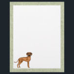 Rhodesian Ridgeback Cute African Lion Dog Green Letterhead<br><div class="desc">Destei's original cartoon illustration of a cute Rhodesian Ridgeback breed dog. The middle is white while the borders are green with a light texture that can be removed,  if so wished. The green border color can be changed to any other color as well.</div>