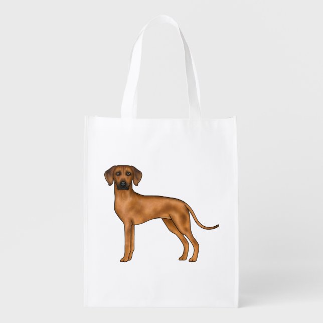 Rhodesian Ridgeback Cute Brown African Lion Dog Grocery Bag (Front)