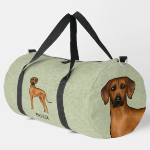 Rhodesian Ridgeback Cute Brown Dog With Name Green Duffle Bag