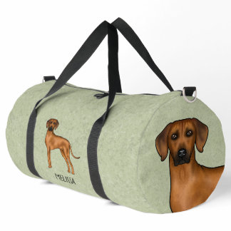 Rhodesian Ridgeback Cute Brown Dog With Name Green Duffle Bag