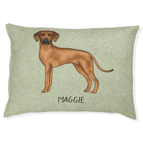 Rhodesian Ridgeback Cute Brown Dog With Name Green Pet Bed