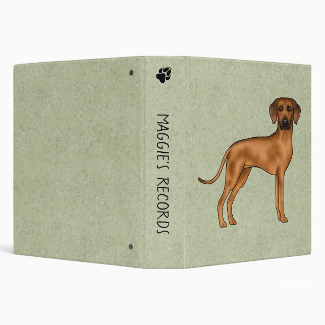 Rhodesian Ridgeback Cute Brown Dog With Text Green 3 Ring Binder (Background)