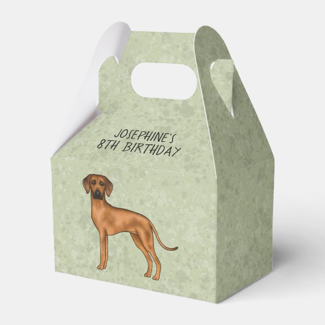 Rhodesian Ridgeback Cute Brown Dog With Text Green Favor Boxes (Front Side)