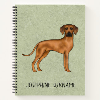 Rhodesian Ridgeback Cute Brown Dog With Text Green Notebook