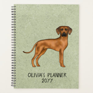 Rhodesian Ridgeback Cute Brown Dog With Text Green Planner