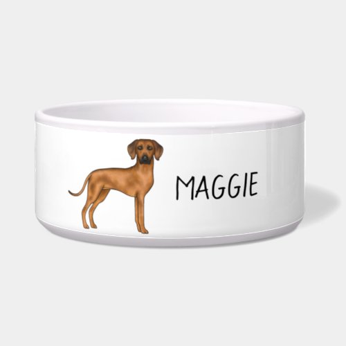 Rhodesian Ridgeback Cute Brown Lion Dog With Name Bowl