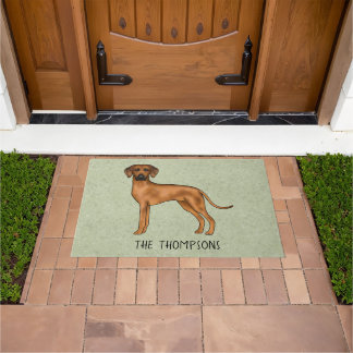 Rhodesian Ridgeback Cute Brown Lion Dog With Text Doormat