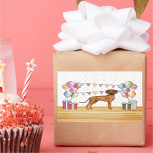 Rhodesian Ridgeback Cute Colorful Pastel Birthday Rectangular Sticker