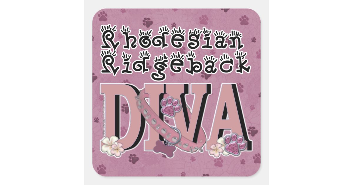 Archetype Rhodesian Ridgebacks Diva Rhodesian Ridgeback DIVA Square Sticker | Zazzle