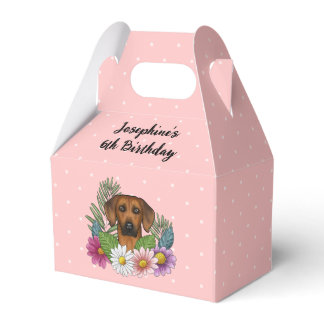 Rhodesian Ridgeback Dog And Flowers Birthday Party Favor Boxes